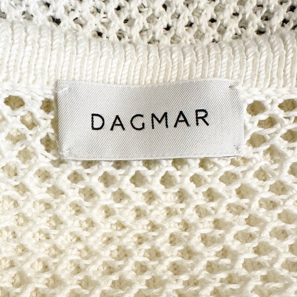 House of Dagmar Linen Crochet Knit Polo Sweater Top in Off-white XXS - Picture 6 of 11